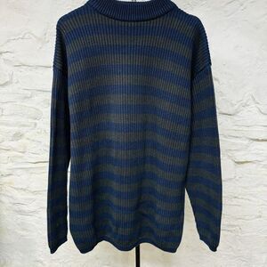 Calvin Klein Sport Chunky Stripe Ribbed Knit Sweater Sweatshirt Made in USA Vtg